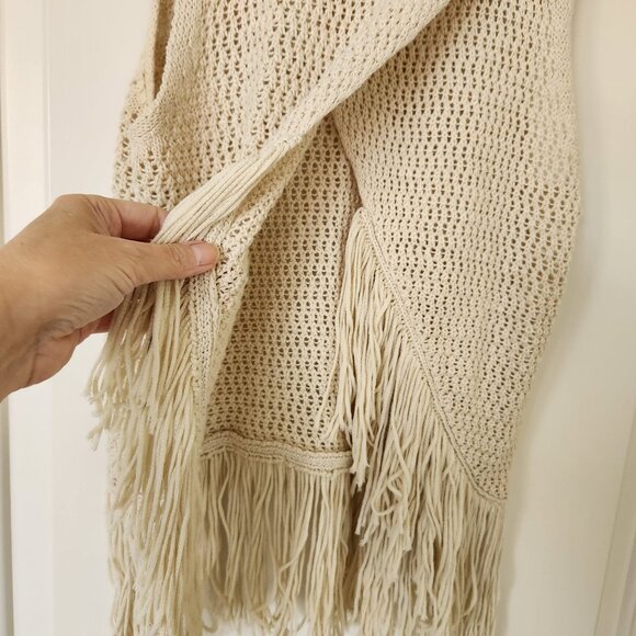 Michael Stars Crochet Fringe Knit Sleeveless Top Beige Soft Comfy Festival Boho - Picture 4 of 12